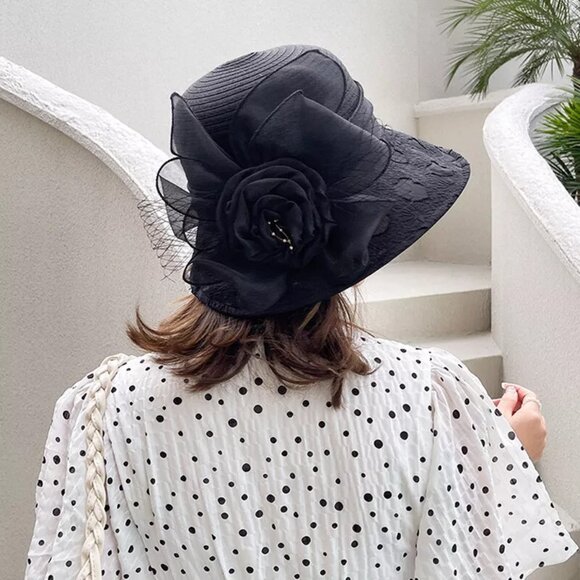 Kentucky Derby Dome Short Brim Mesh Fascinator Hat Women Floral Church Party - Picture 1 of 8